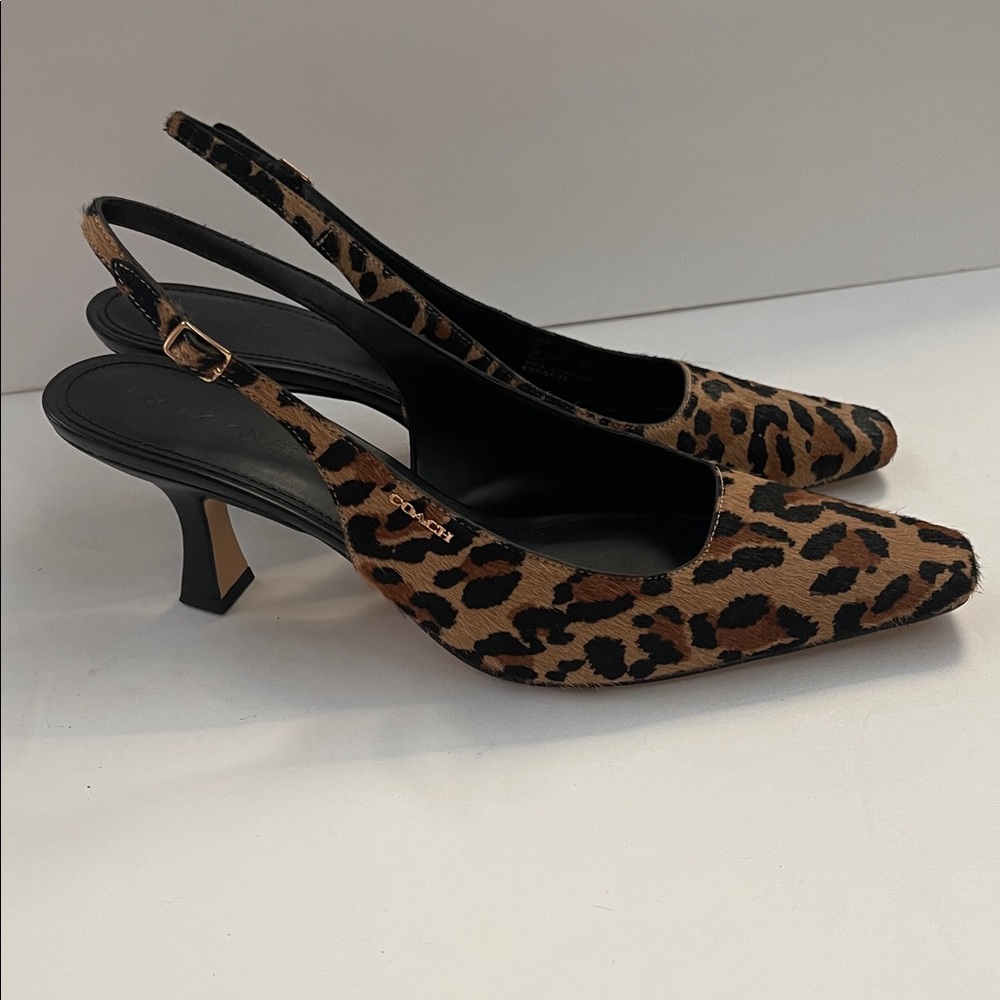 Coach Leopard Fur Slingback Size 10